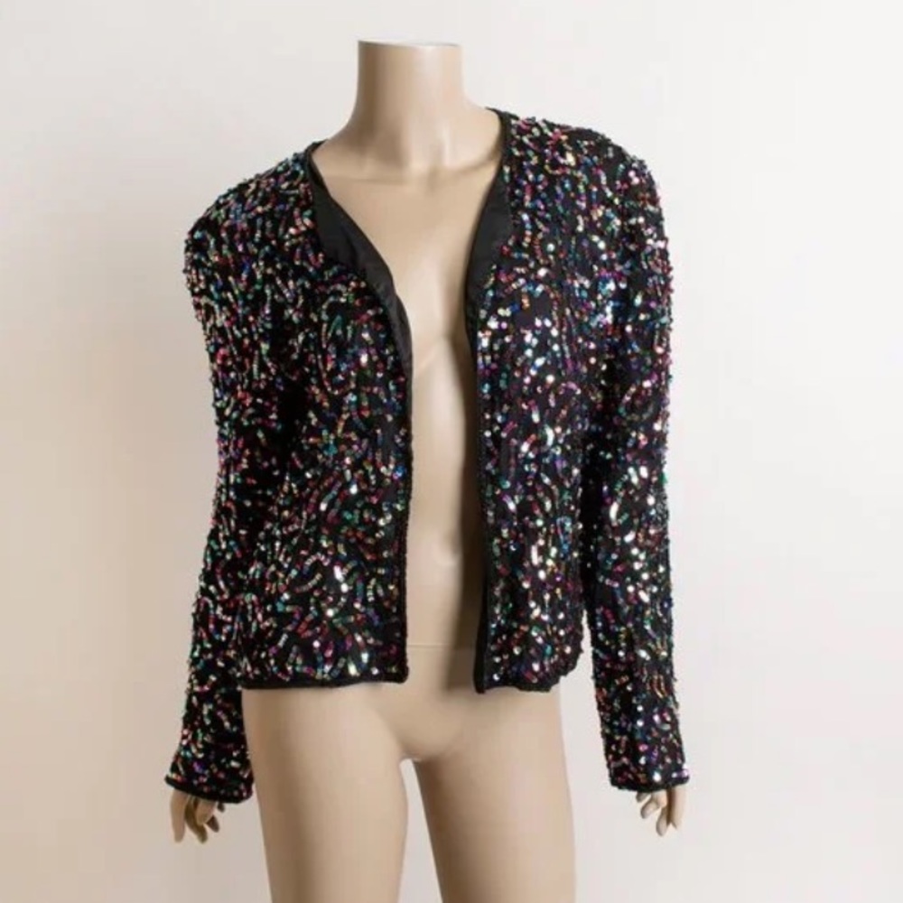 Vintage Adrianna Papell Rainbow Sequin Jacket